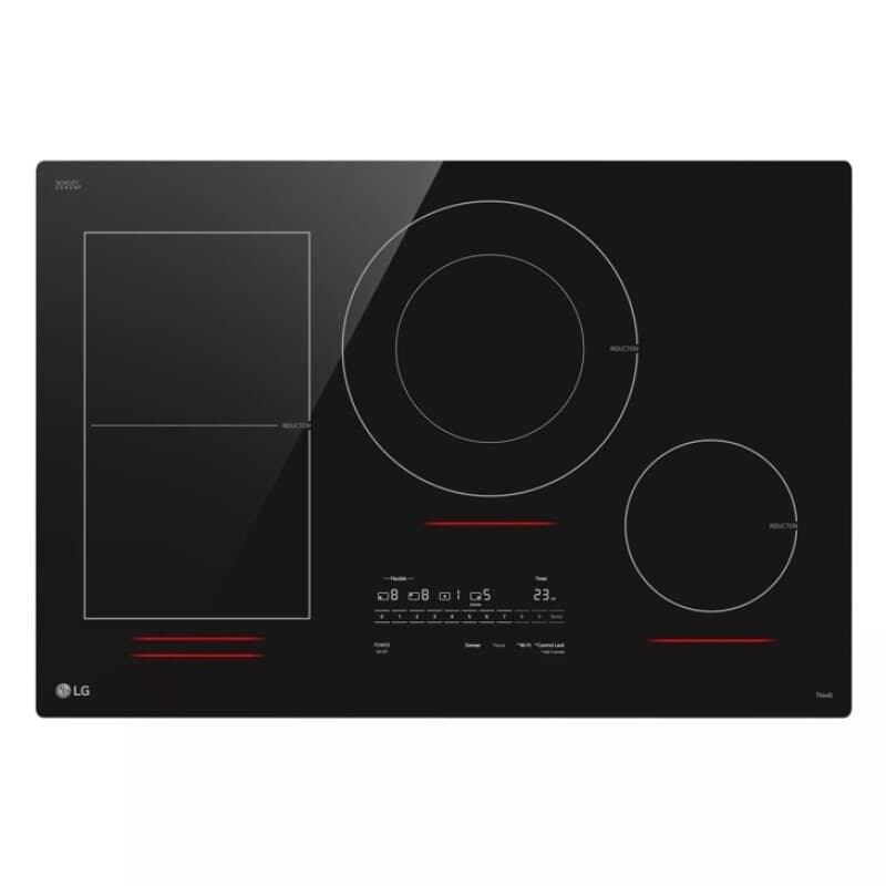 30" Induction Cooktop, 4 Elements, White Backlit, Red Bar, Bridge, Thinq® view 5