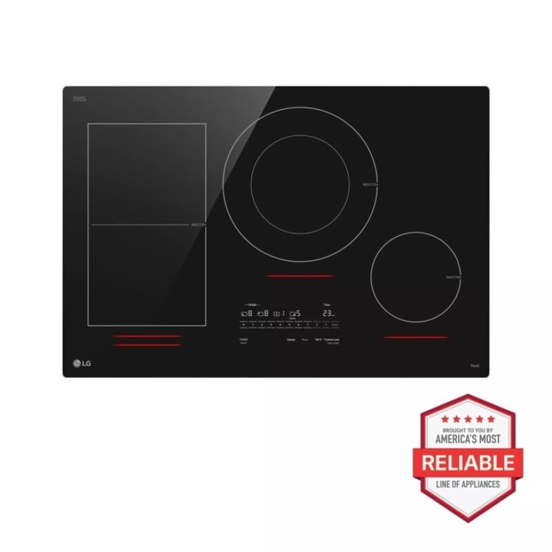 30" Induction Cooktop, 4 Elements, White Backlit, Red Bar, Bridge, Thinq® view 6
