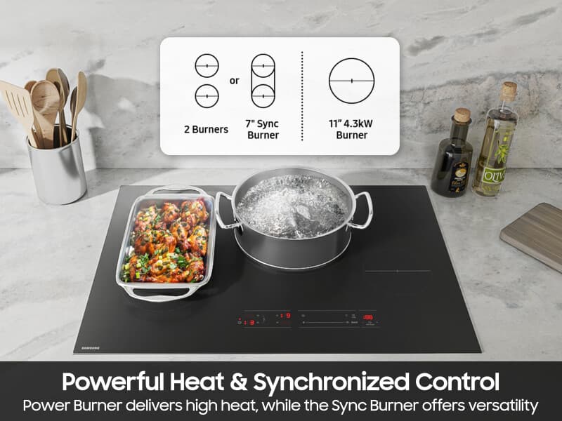 30" Induction Cooktop with Anti-Scratch Glass & Sync Burners in Black view 5