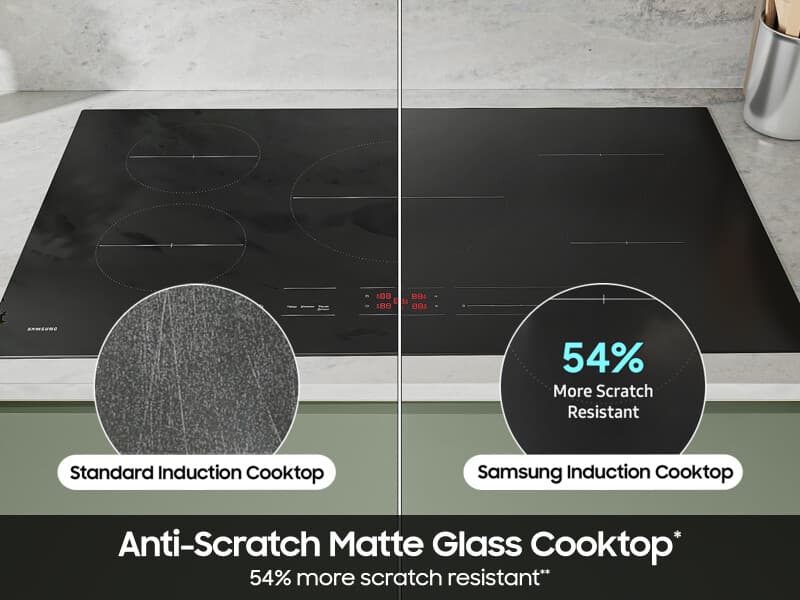 36" Induction Cooktop with Anti-Scratch Glass & Sync Burners in Black view 4