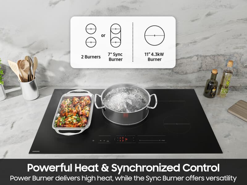 36" Induction Cooktop with Anti-Scratch Glass & Sync Burners in Black view 5