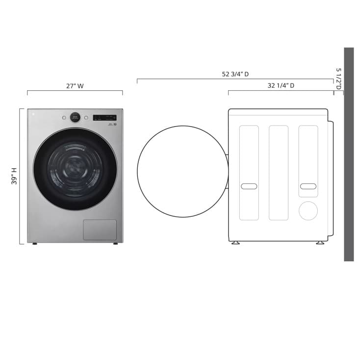 7.8 Cu. Ft. Mega Capacity Smart Front Load Dryer With Dual Inverter Heatpump™ Technology And Inverter Direct Drive Motor System view 3