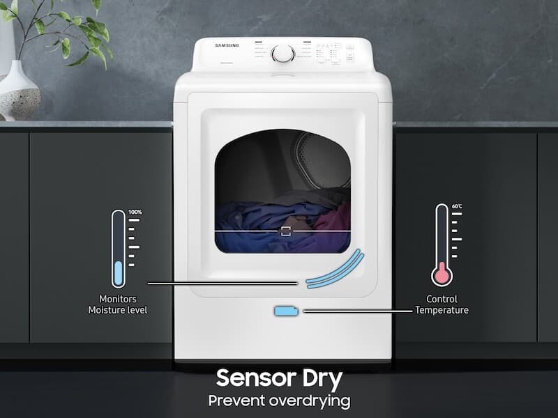 7.2 cu. ft. Gas Dryer with Sensor Dry and 8 Drying Cycles in White view 5