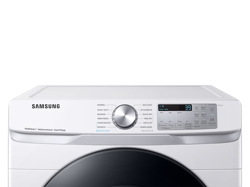 7.5 cu. ft. Smart Gas Dryer with Steam Sanitize+ in White view 3