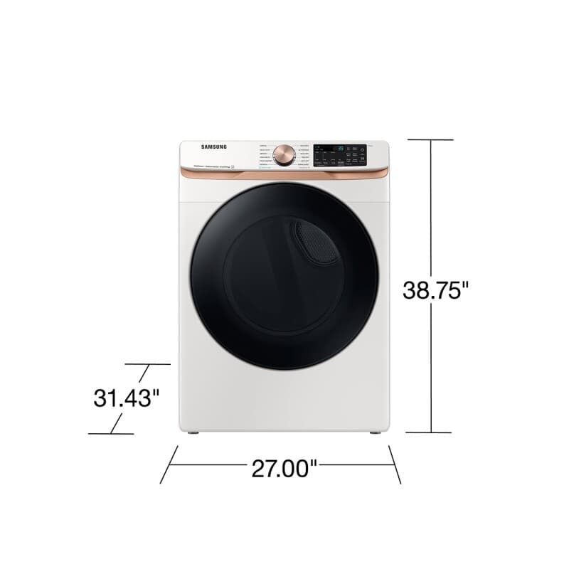 7.5 cu. ft. Smart Gas Dryer with Steam Sanitize+ and Sensor Dry in Ivory view 2