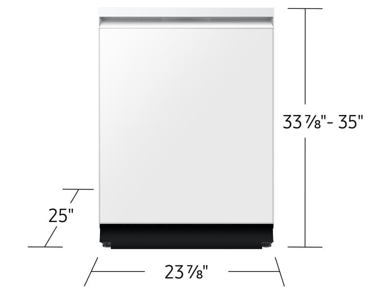 Bespoke AI Smart Dishwasher AI Wash & 3rd Rack Wash System | AutoRelease™ Door 38dBA – White Glass view 3