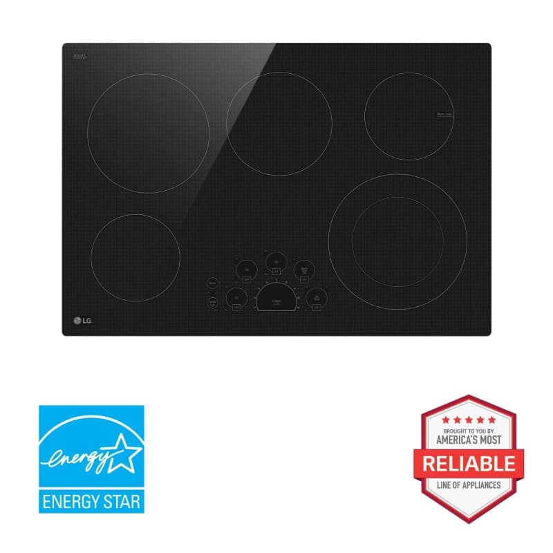 30" Radiant Cooktop, 5 Burner, Black, Energy Star