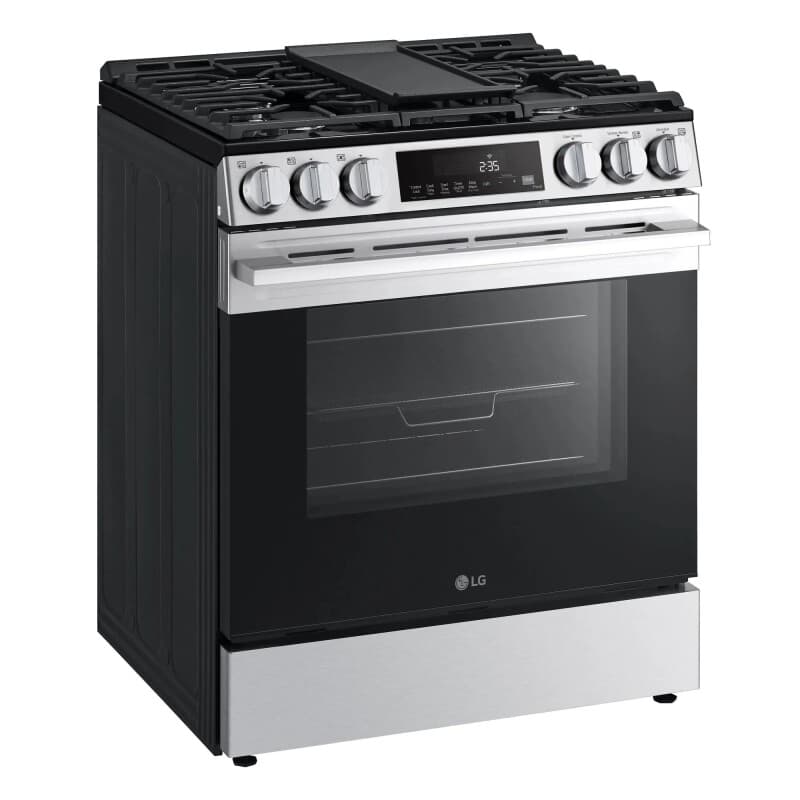 5.8 Cu.ft. Smart Gas Single Oven Slide-in Range, Air Fry, Fan Convection, Easyclean®, Self Clean, Thinq®, Printproof® Stainless Steel - New Handle view 2