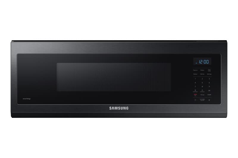 1.1 cu. ft. Smart SLIM Over-the-Range Microwave with 400 CFM Ventilation in Matte Black Steel