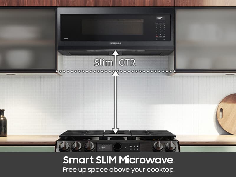 1.1 cu. ft. Smart SLIM Over-the-Range Microwave with 400 CFM Ventilation in Matte Black Steel view 4