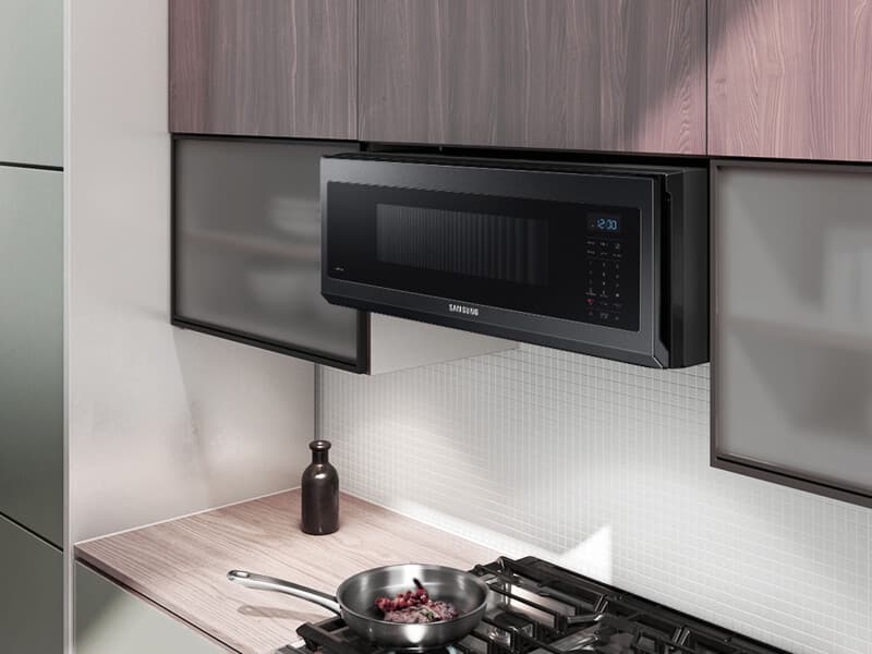 1.1 cu. ft. Smart SLIM Over-the-Range Microwave with 400 CFM Ventilation in Matte Black Steel view 7
