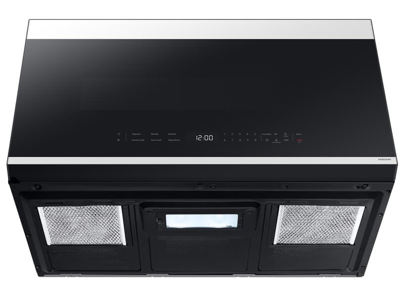 Bespoke Smart Over-the-Range Microwave 2.1 cu. ft. in White Glass with Edge to Edge Glass Dispay view 9