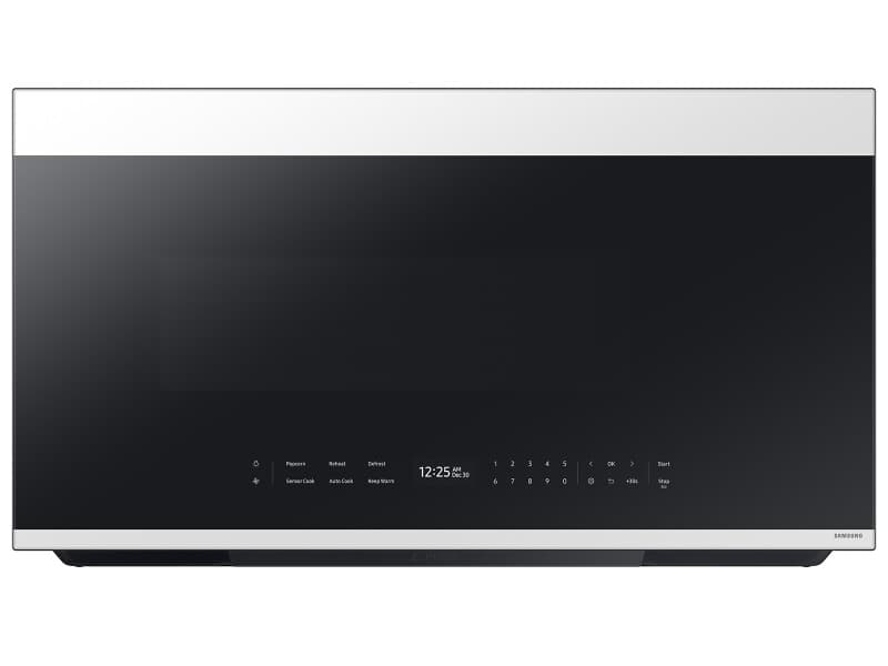 Bespoke Smart Over-the-Range Microwave 2.1 cu. ft. in White Glass with Auto Dimming Glass Touch Controls 