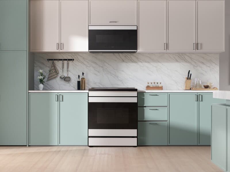 Bespoke Smart Over-the-Range Microwave 2.1 cu. ft. in White Glass with Auto Dimming Glass Touch Controls  view 4