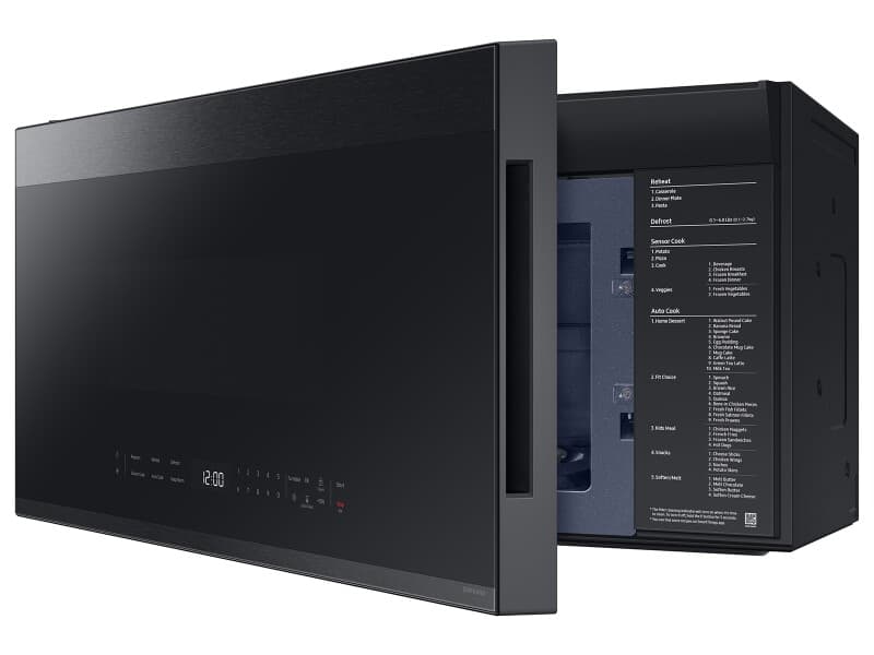 Bespoke Smart Over-the-Range Microwave 2.1 cu. ft. in Matte Black Steel with Edge to Edge Glass Dispay view 6