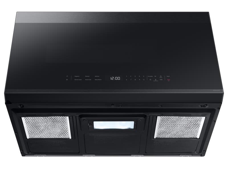 Bespoke Smart Over-the-Range Microwave 2.1 cu. ft. in Matte Black Steel with Edge to Edge Glass Dispay view 7