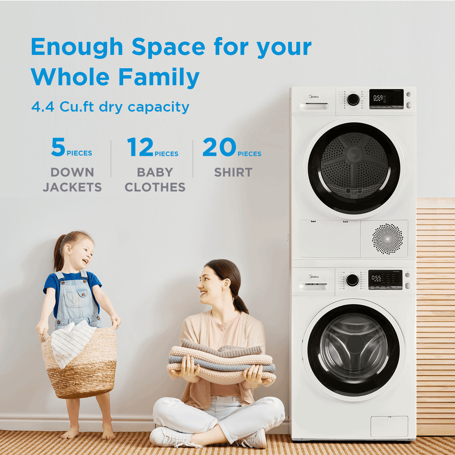 4.4 cu. ft. Stackable Front Load Electric Dryer with Heat Pump view 8