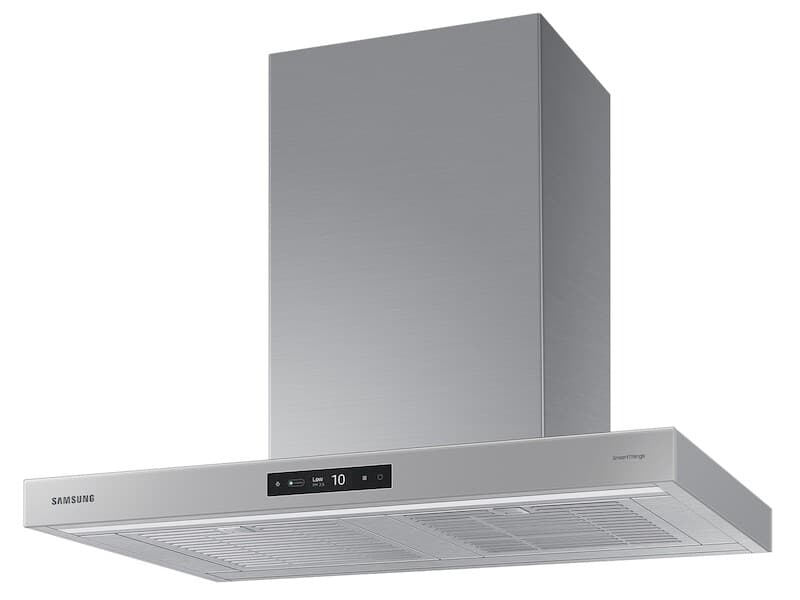 30" Bespoke Smart Wall Mount Hood, 630CFM (390 Capable), LCD Display, LED Lighting, WIFI – Clean Grey Panel-Stainless Steel Duct view 2