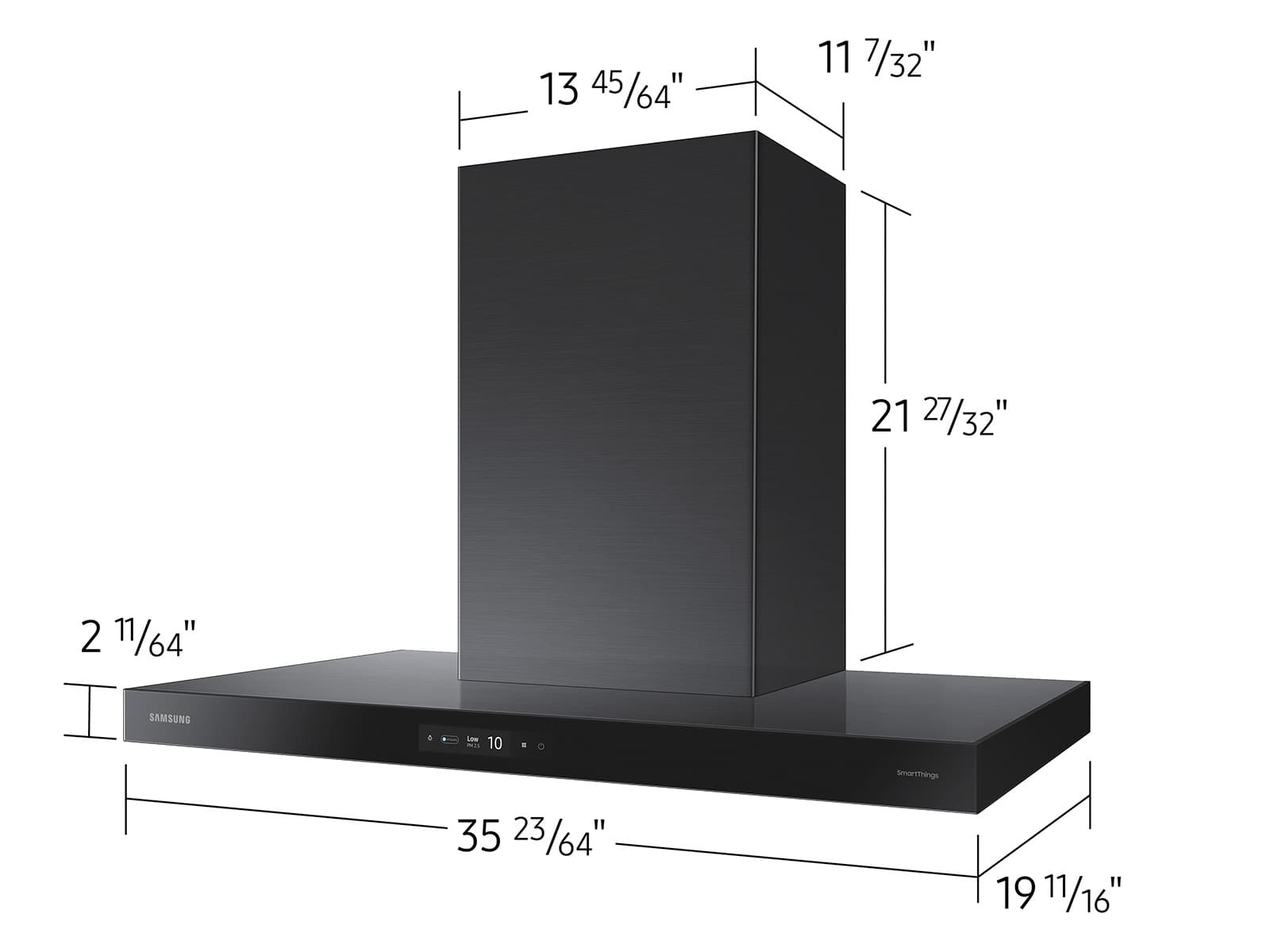 36" Bespoke Smart Wall Mount Hood, 630CFM (390 Capable), LCD Display, LED Lighting, WIFI – Clean Deep Charcoal Panel-Black Stainless Steel Duct view 3