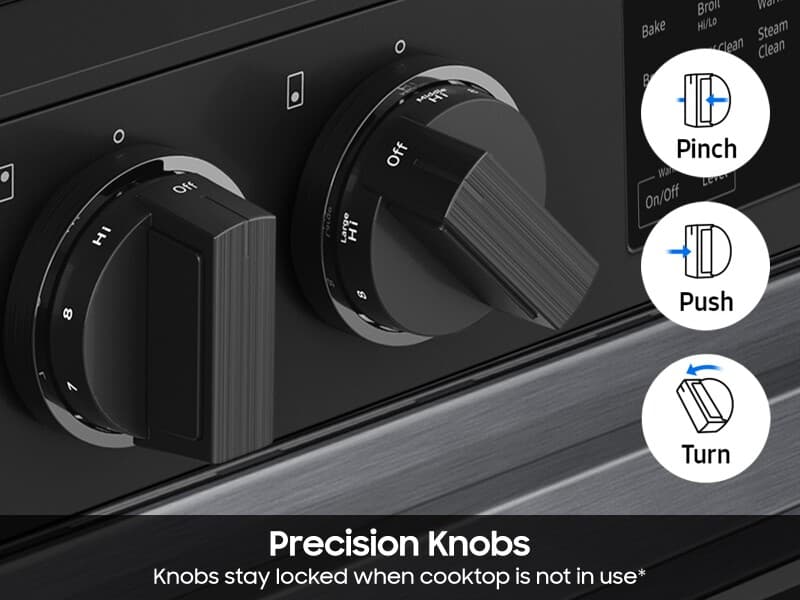 Bespoke 6.3 cu. ft. Smart Slide-In Electric Range with Precision Knobs in Matte Black Steel view 6