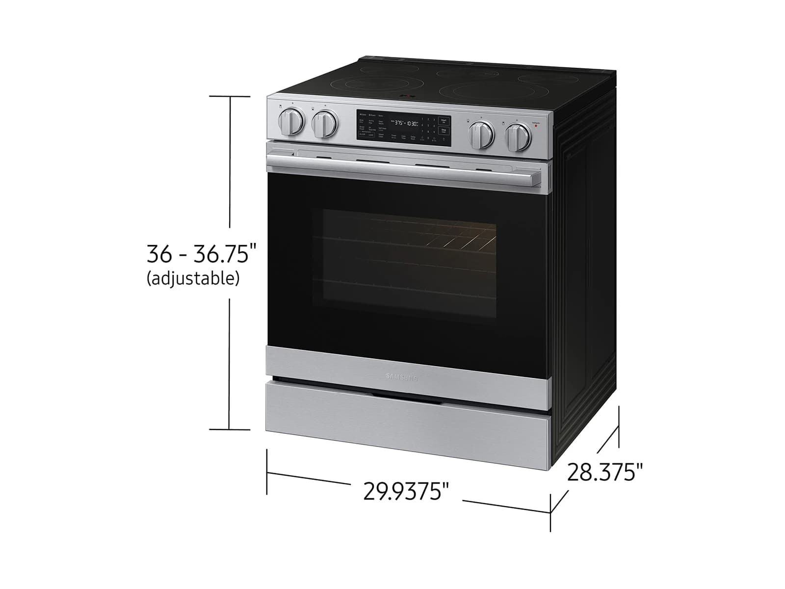 Bespoke Smart Slide-In Electric Range 6.3 cu. ft. with True Convection in Stainless Steel view 4