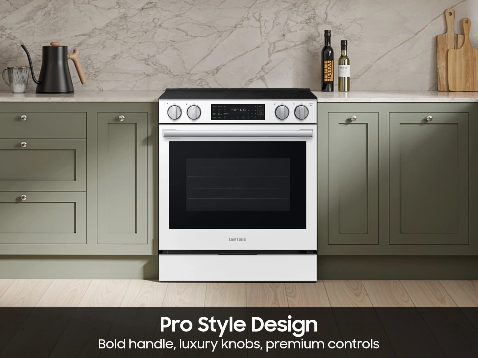 Bespoke Smart Slide-In Electric Range 6.3 cu. ft. with True Convection in White Glass view 5