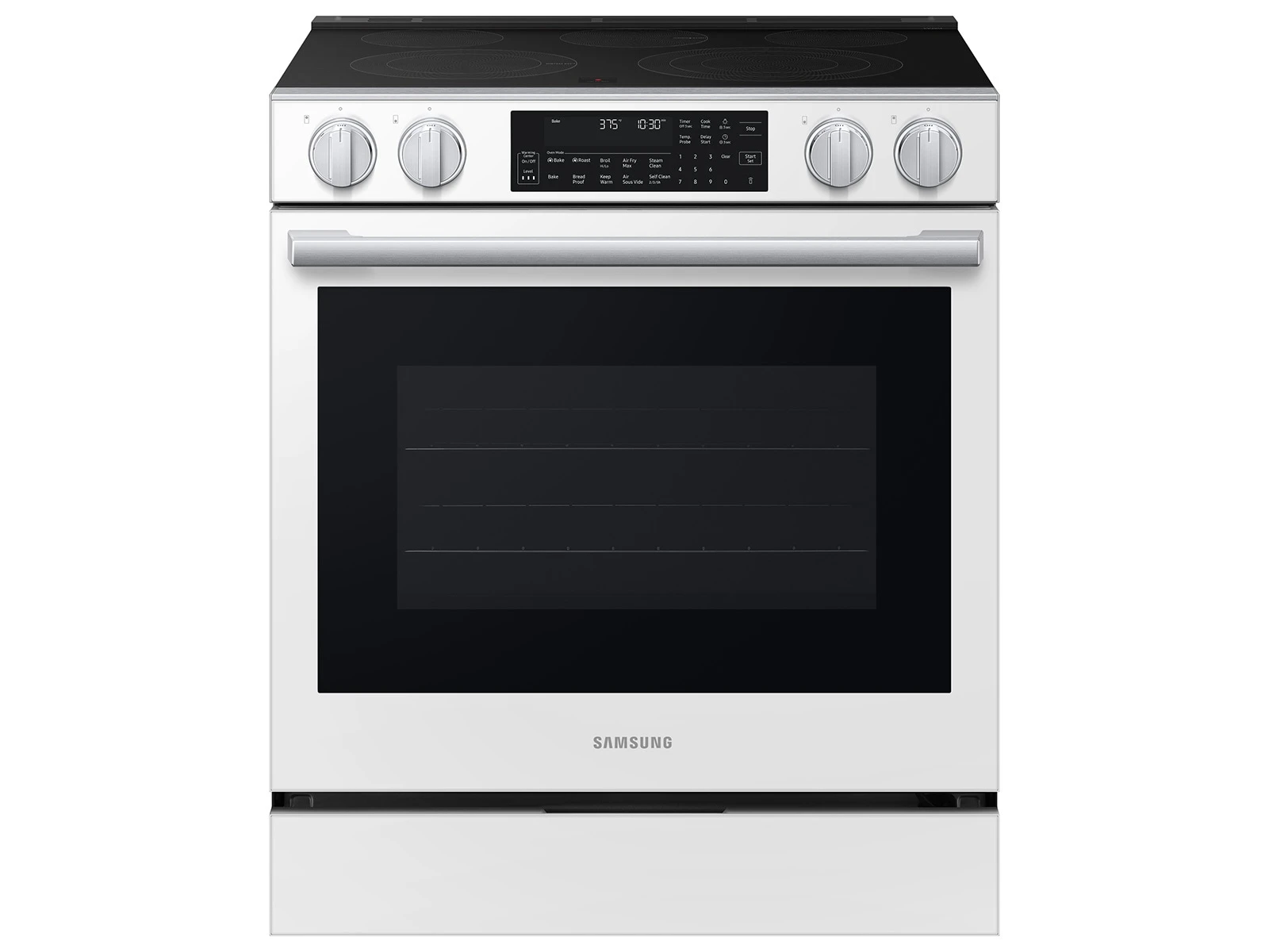 Bespoke Smart Slide-In Electric Range 6.3 cu. ft. with Illuminated Precision Knobs in White Glass