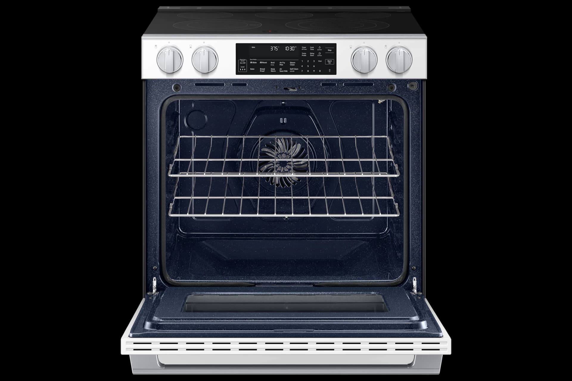 Bespoke Smart Slide-In Electric Range 6.3 cu. ft. with Illuminated Precision Knobs in White Glass view 8