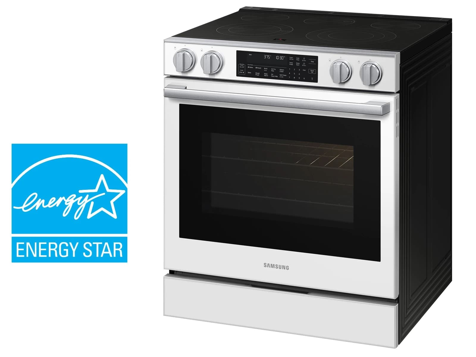 Bespoke Smart Slide-In Electric Range 6.3 cu. ft. with Illuminated Precision Knobs in White Glass view 10