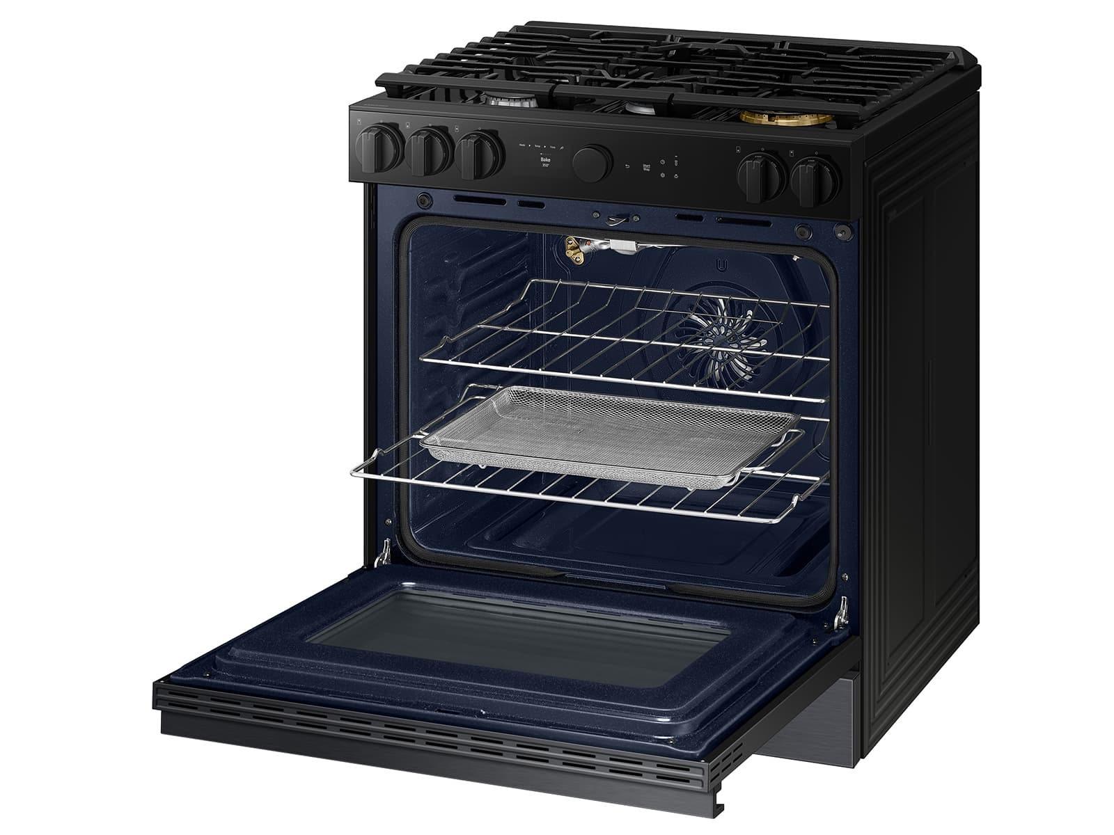 Bespoke Smart Slide-In Gas Range 6.0 cu. ft. in Matte Black Steel with Air Sous Vide & Air Fry view 7