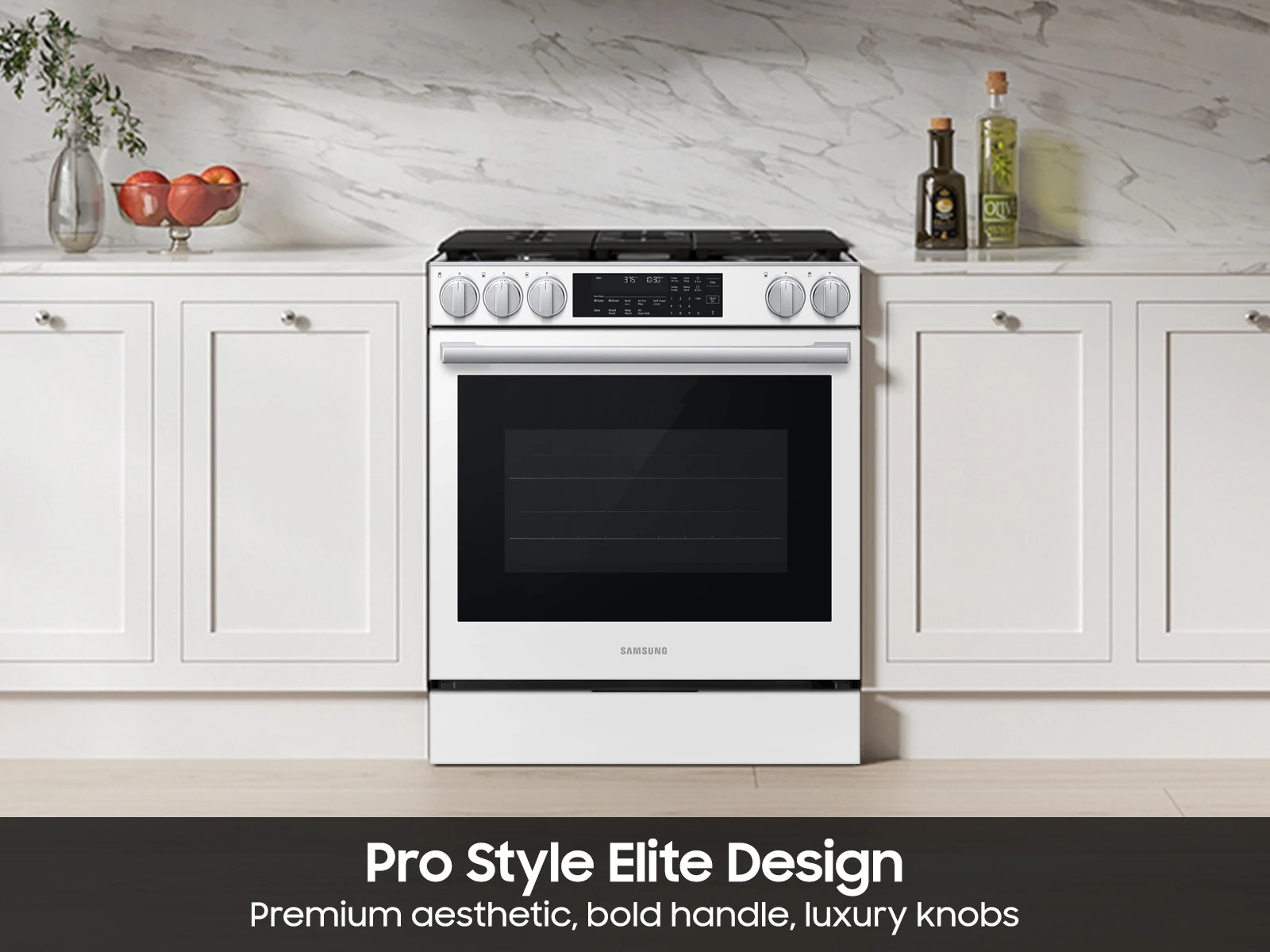 Bespoke Smart Slide-In Gas Range 6.0 cu. ft. with Illuminated Precision Knobs in White Glass view 5