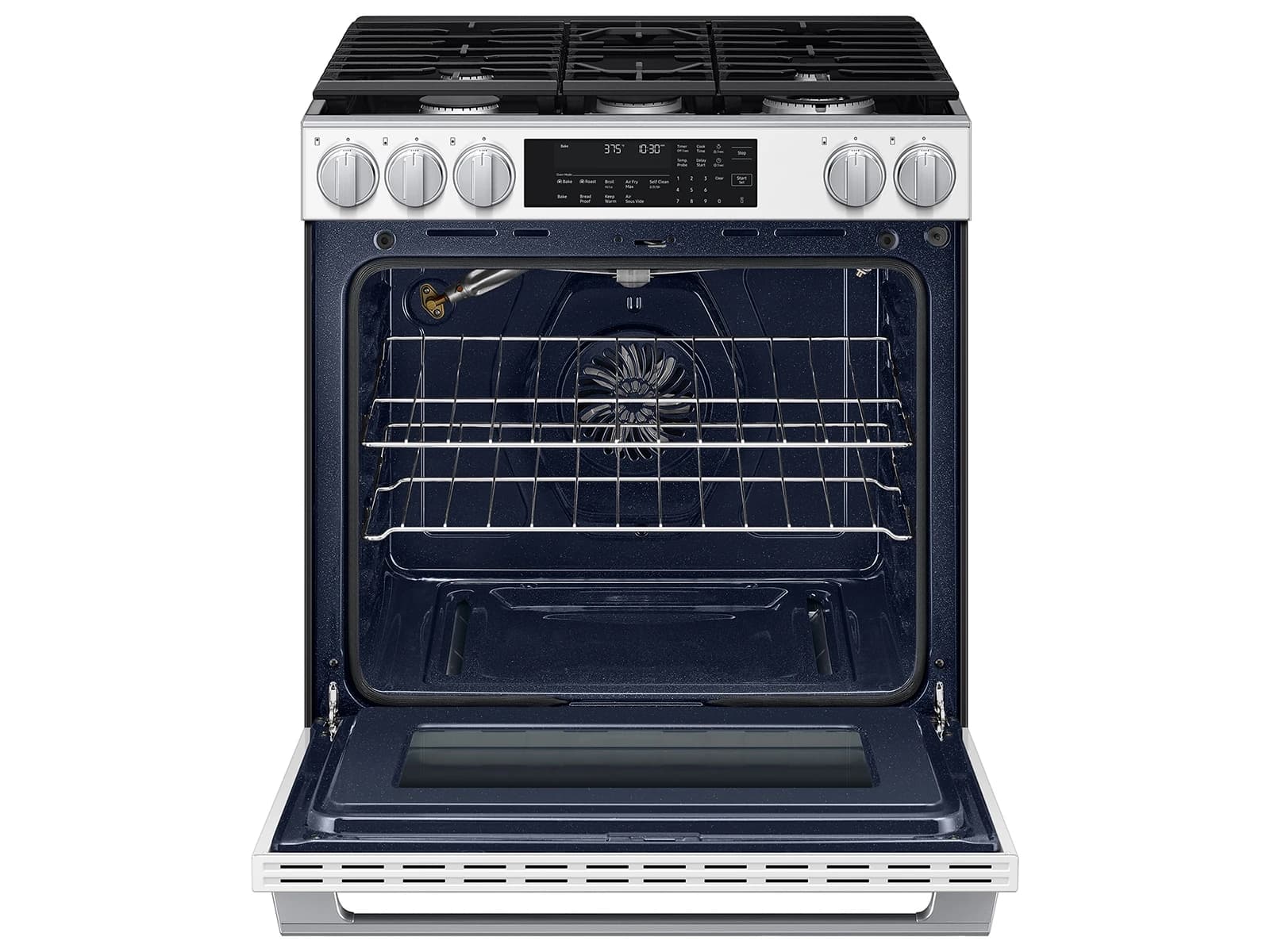 Bespoke Smart Slide-In Gas Range 6.0 cu. ft. with Illuminated Precision Knobs in White Glass view 8