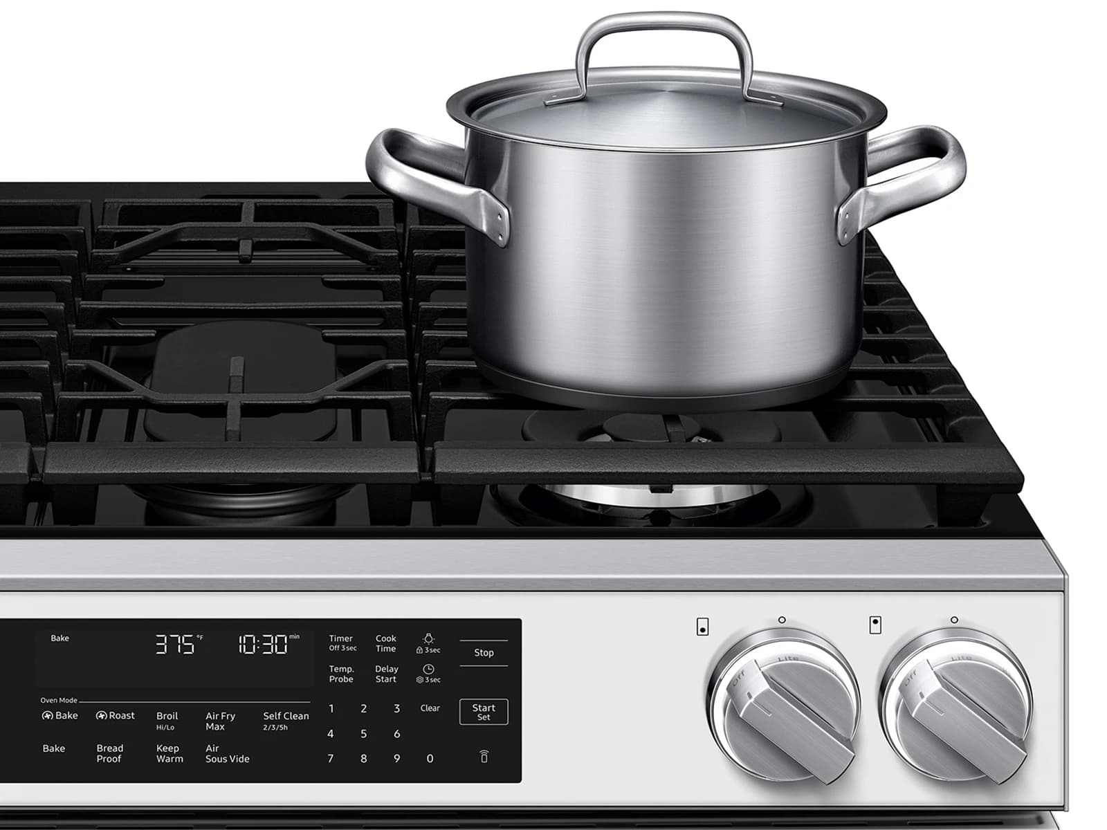 Bespoke Smart Slide-In Gas Range 6.0 cu. ft. with Illuminated Precision Knobs in White Glass view 10