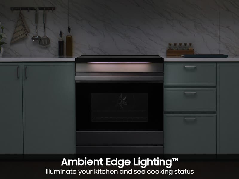 Bespoke 6.3 cu. ft. Smart Slide-In Induction Range with Ambient Edge Lighting™ & Air Sous Vide in Matte Black Steel view 6