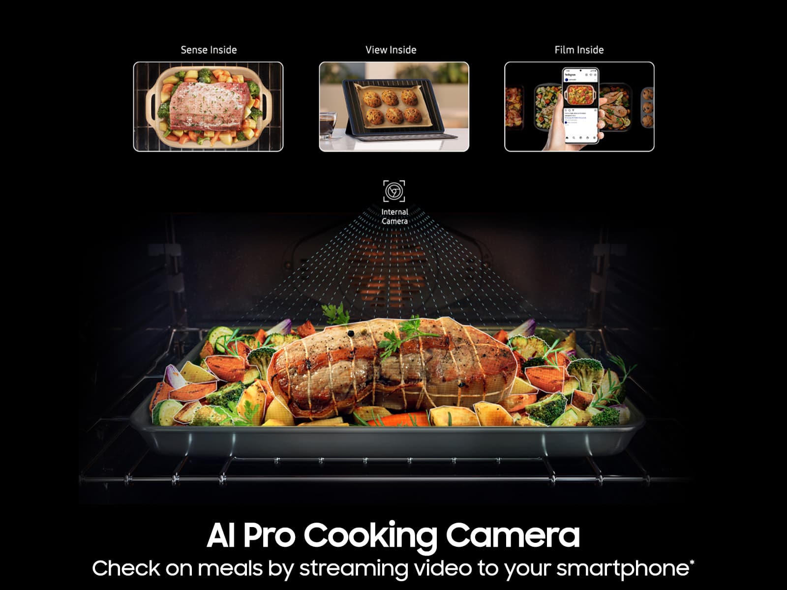 30" BESPOKE Smart Single Oven, In-Oven Camera, Air Fry, Air Sous Vide, Flex Duo, Full Steam Cook, 7" LCD Display, Dual Fan True Convection,  Glide Rack, WIFI, 5.1 cu ft capacity – White Glass view 6