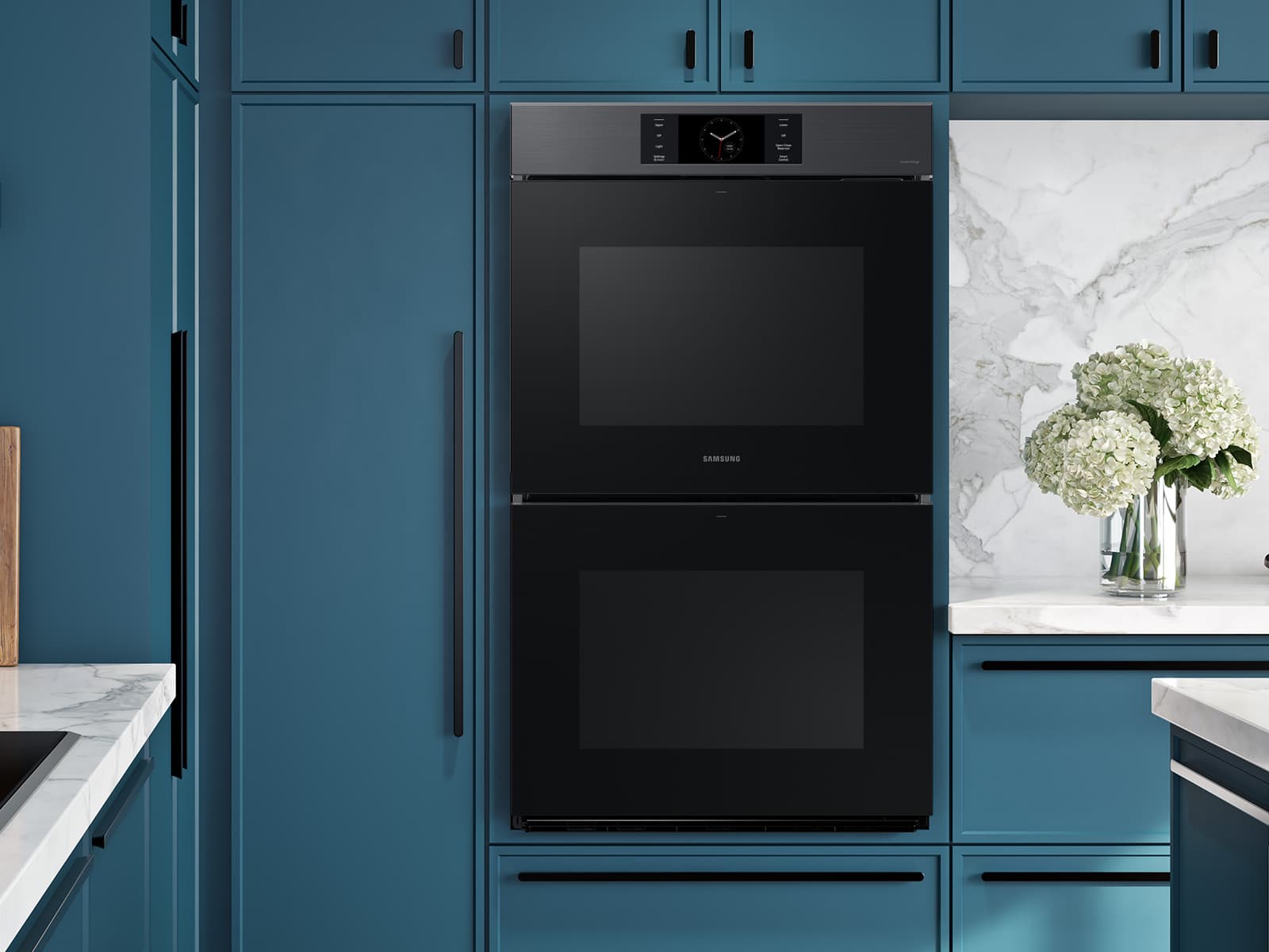 30" BESPOKE Smart Double Oven, In-Oven Camera, Air Fry, Air Sous Vide, Flex Duo, Full Steam Cook, 7" LCD Display, Dual Fan True Convection,  Glide Rack, WIFI, 5.1 cu ft capacity – Matte Black Steel view 9