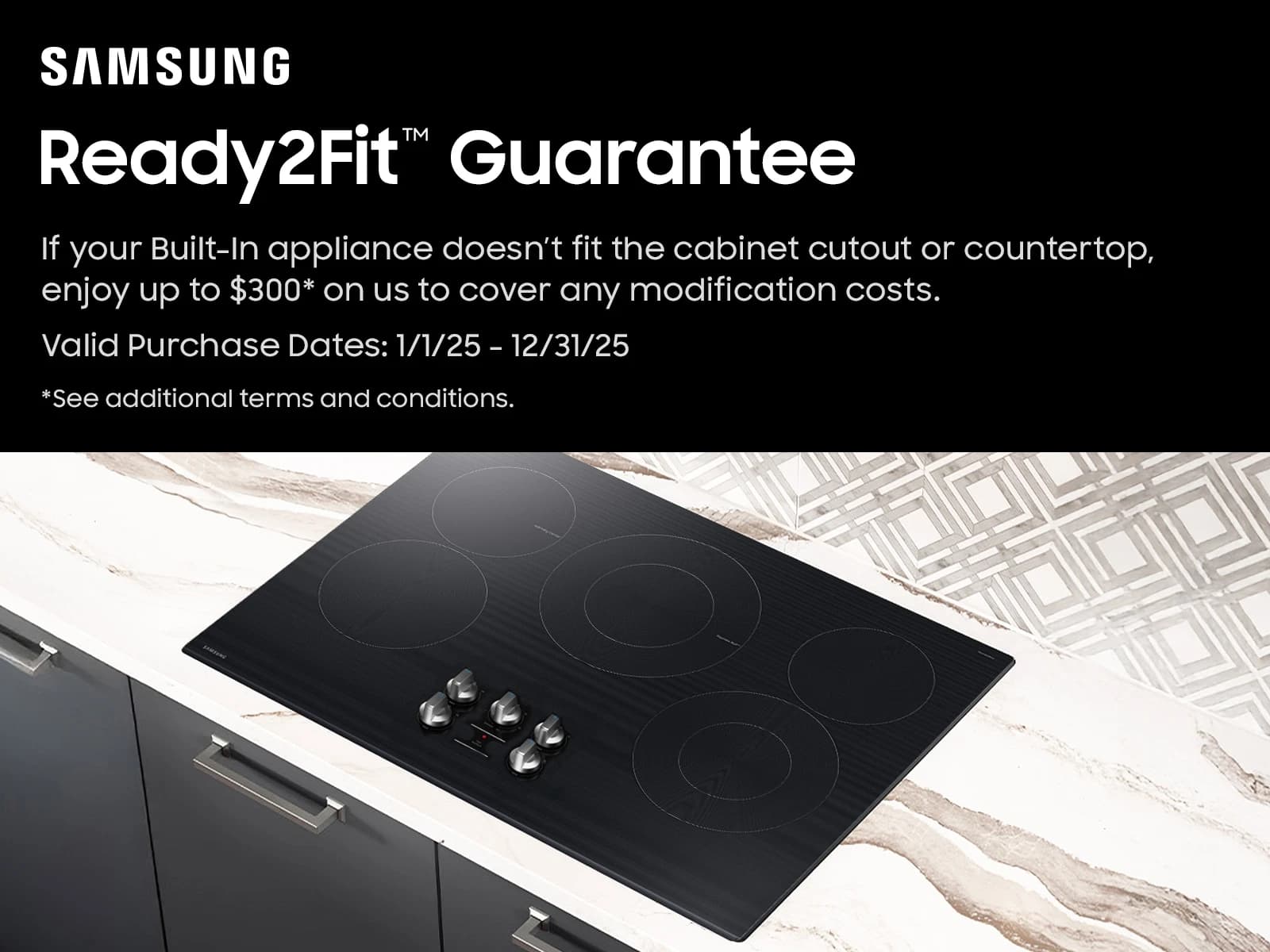 30" Smart Electric Cooktop with 5 Elements and Illuminated Knobs – Black view 10