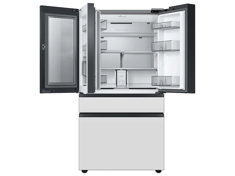 23 cu. ft. Smart BESPOKE 4-Door French-Door Refrigerator with Customizable Panel Colors and Beverage Center  in Morning Blue Glass Top Panel with White Glass Middle and Bottom Panels – Morning Blue Glass, White Glass view 2