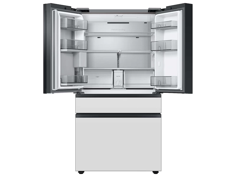 23 cu. ft. Smart BESPOKE 4-Door French-Door Refrigerator with Customizable Panel Colors and Beverage Center  in Morning Blue Glass Top Panel with White Glass Middle and Bottom Panels – Morning Blue Glass, White Glass view 3