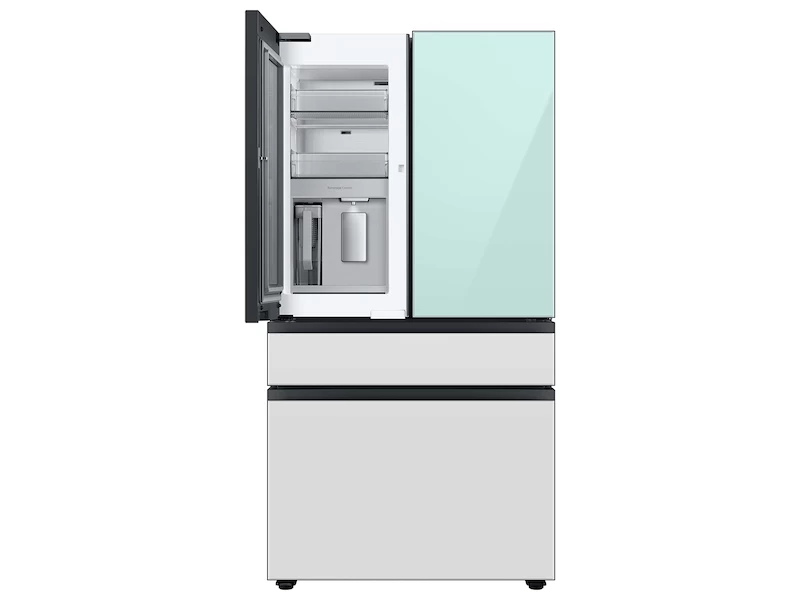 23 cu. ft. Smart BESPOKE 4-Door French-Door Refrigerator with Customizable Panel Colors and Beverage Center  in Morning Blue Glass Top Panel with White Glass Middle and Bottom Panels – Morning Blue Glass, White Glass view 4