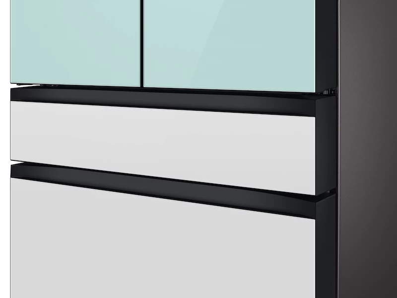 23 cu. ft. Smart BESPOKE 4-Door French-Door Refrigerator with Customizable Panel Colors and Beverage Center  in Morning Blue Glass Top Panel with White Glass Middle and Bottom Panels – Morning Blue Glass, White Glass view 5