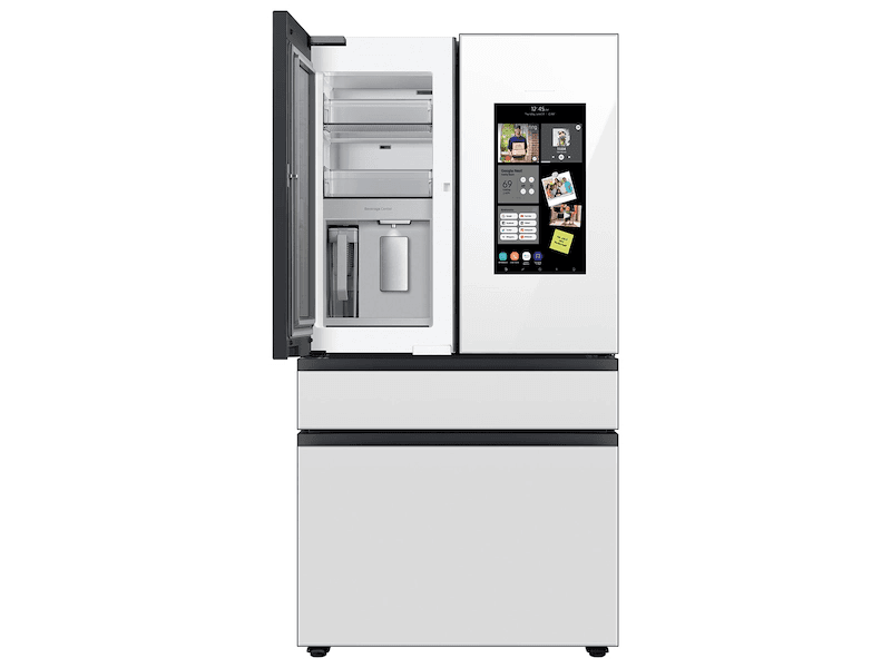 Bespoke Counter Depth 4-Door French Door Refrigerator (23 cu. ft.) with Family Hub™ in White Glass view 6