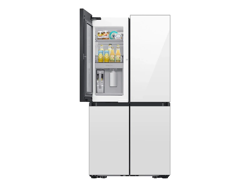 Bespoke Counter Depth 4-Door Flex™ Refrigerator (23 cu. ft.) with Beverage Center™ in White Glass view 3