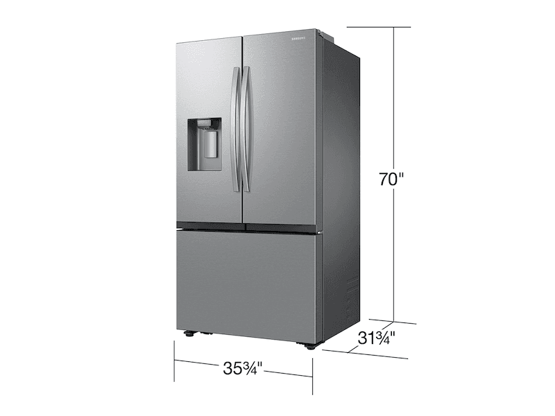 27 cu. ft. Extra Large Counter Depth 3-Door French Door Refrigerator with External Water & Ice Dispenser - Stainless – Stainless Steel view 3