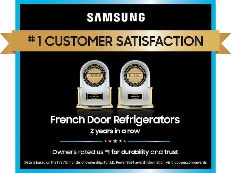 3-Door French Door (26 cu. ft.) with External water & ice dispenser (no ice in freezer), recessed handles – Stainless Steel