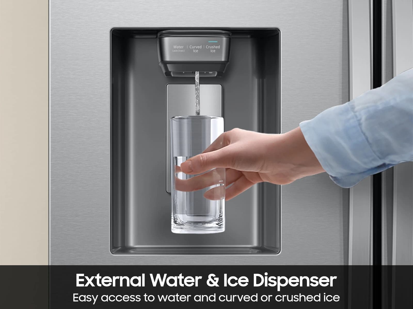 Bespoke AI 3-Door French Door Mega Capacity | External Water & Ice Dispenser | 26 cu. ft. – Stainless view 7