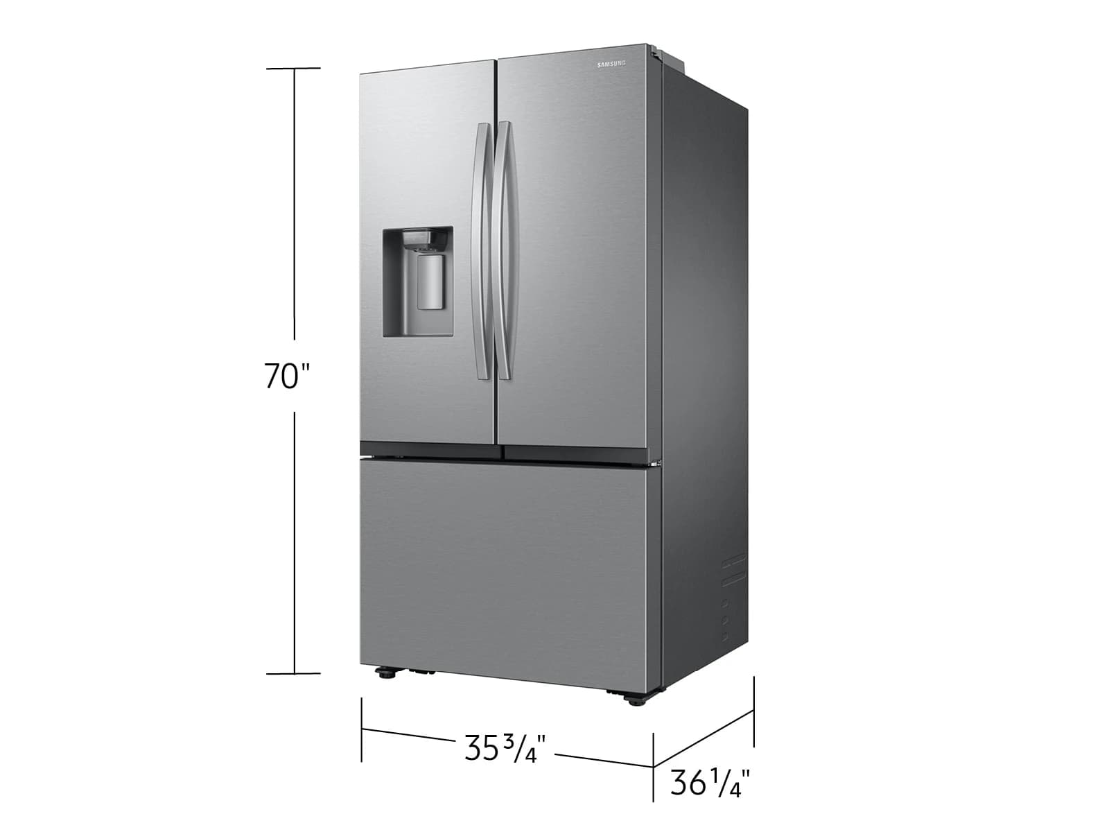 Bespoke AI 3-Door French Door Mega Capacity | External Water & Ice Dispenser 31 cu. ft. – Stainless view 2