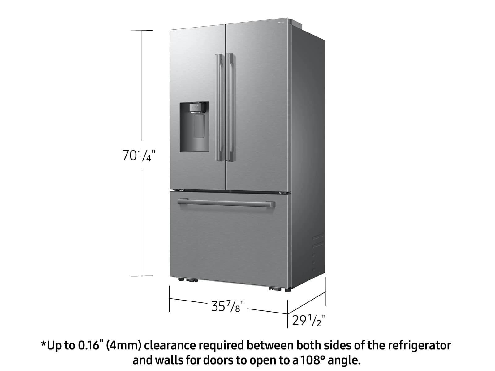 24 cf. Zero Clearance 3-Door French Door, Ext. Water/Ice, Sphere Ice, Counter Depth (Stainless Steel) view 2