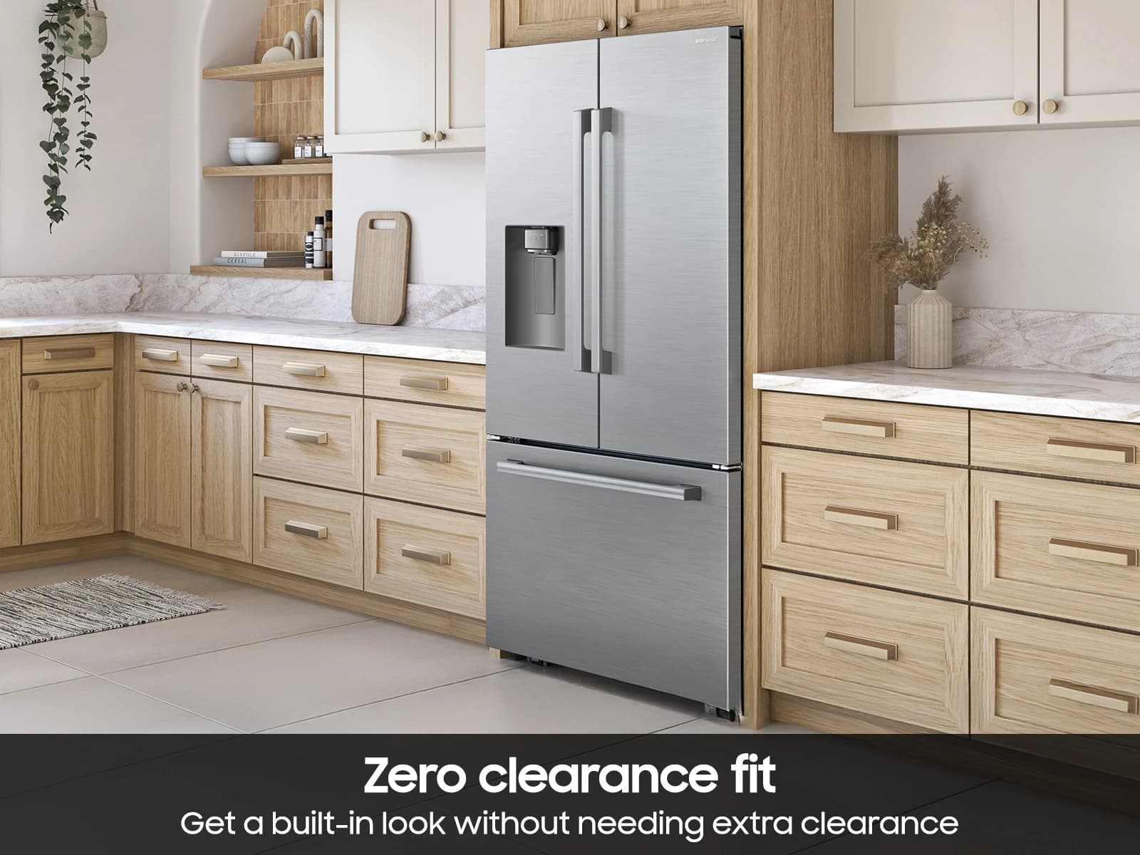 24 cf. Zero Clearance 3-Door French Door, Ext. Water/Ice, Counter Depth (Stainless Steel) view 6