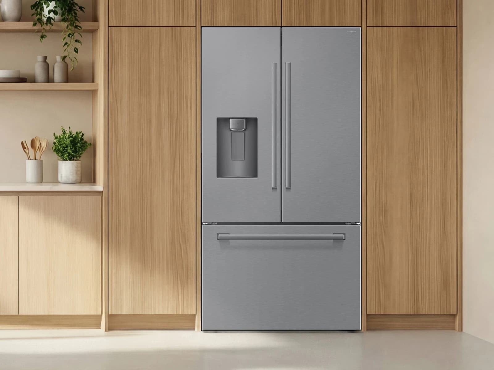 24 cf. Zero Clearance 3-Door French Door, Ext. Water/Ice, Counter Depth (Stainless Steel) view 9